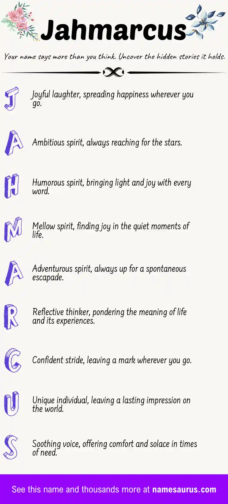 Acrostic poem about Jahmarcus.