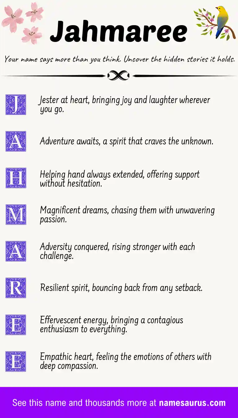 Acrostic poem about Jahmaree.