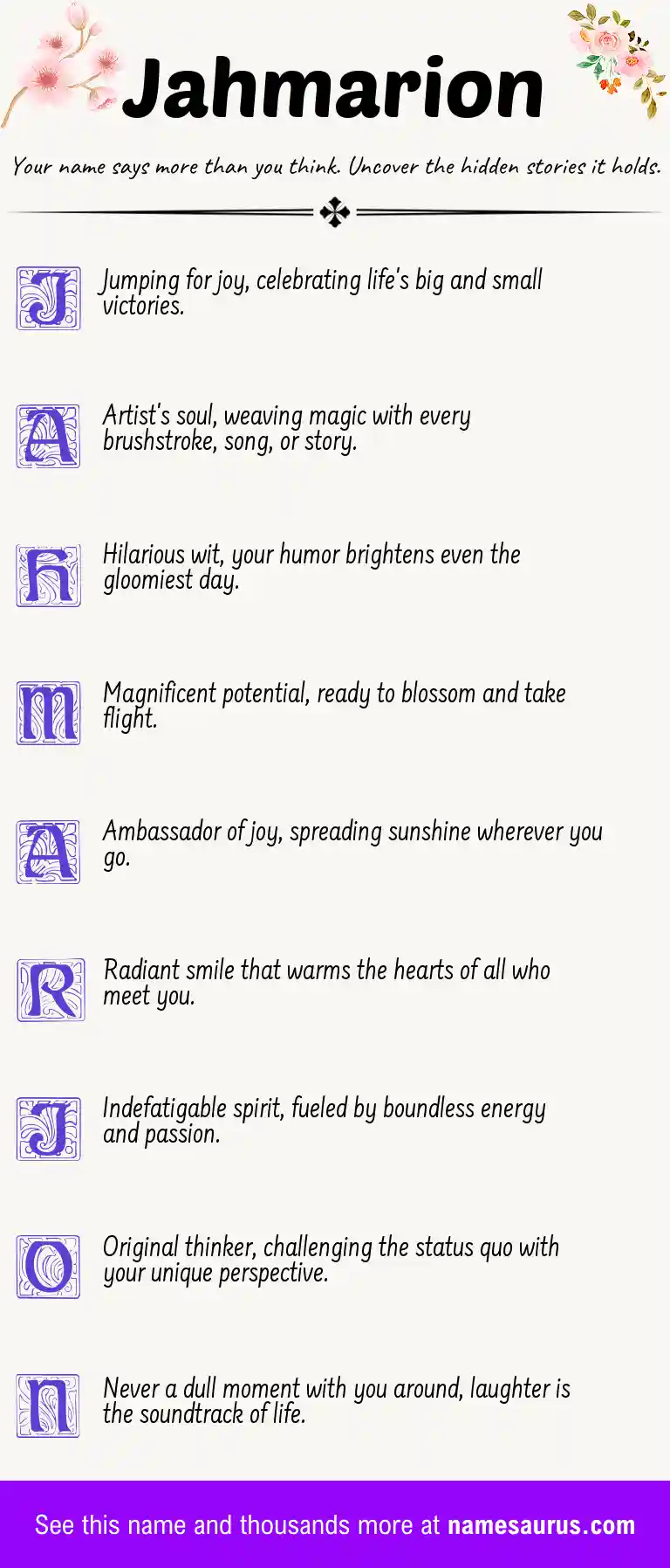Acrostic poem about Jahmarion.