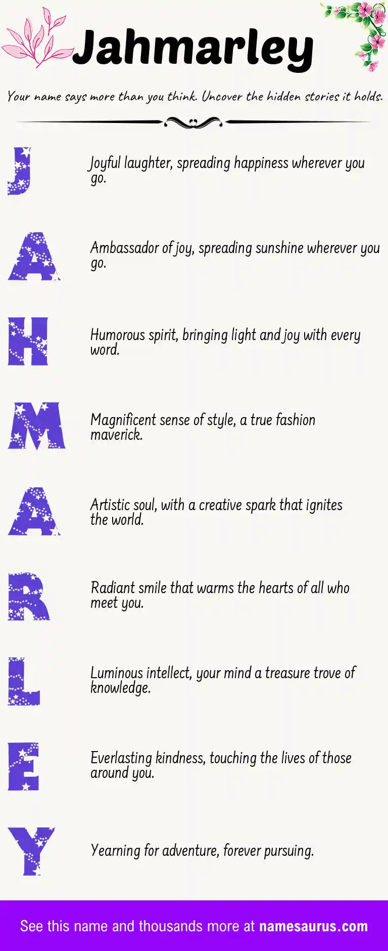 Acrostic poem about Jahmarley.