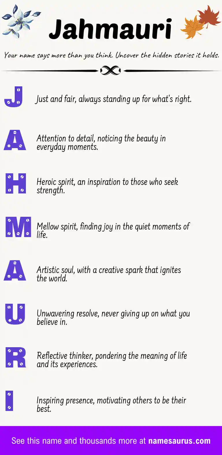 Acrostic poem about Jahmauri.