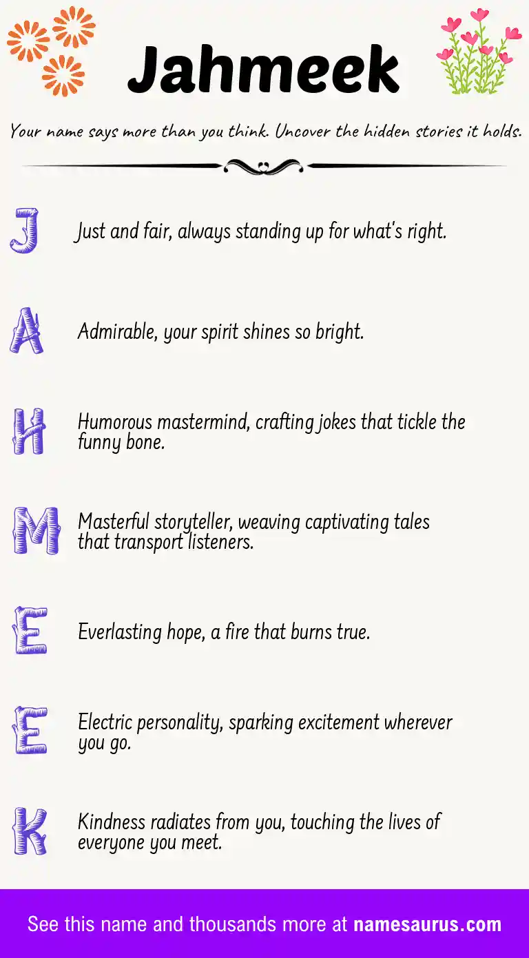Acrostic poem about Jahmeek.