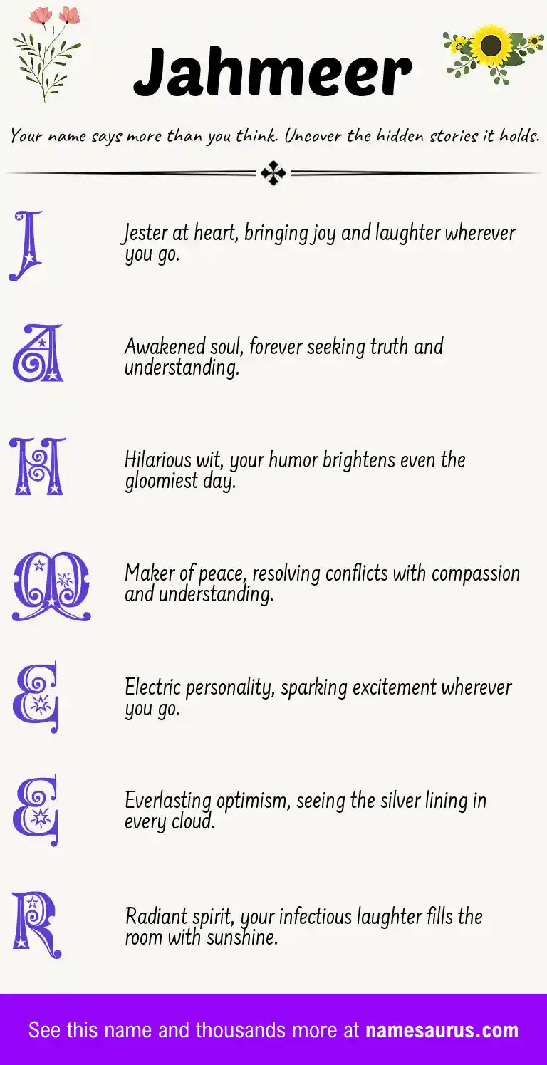 Acrostic poem about Jahmeer.