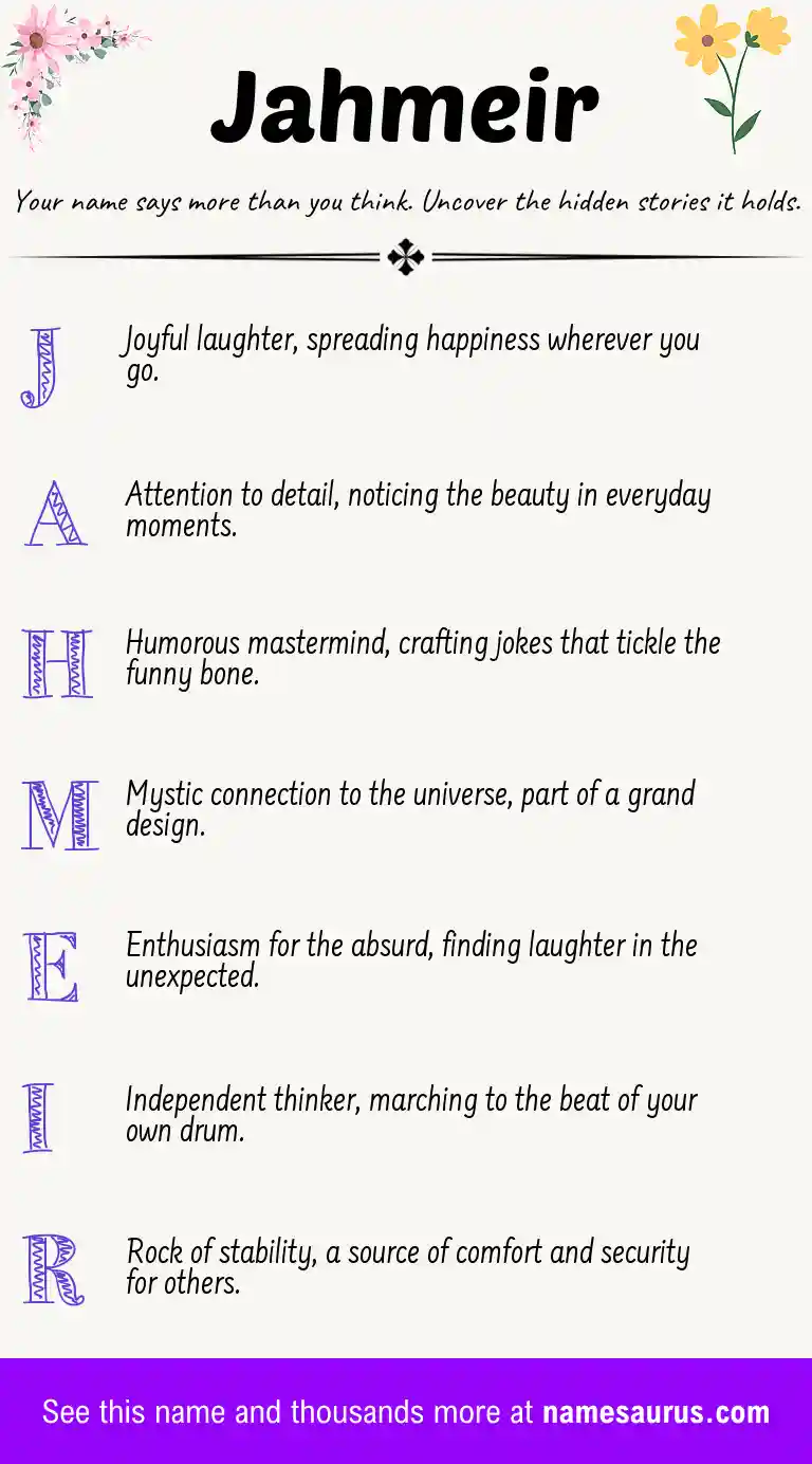 Acrostic poem about Jahmeir.