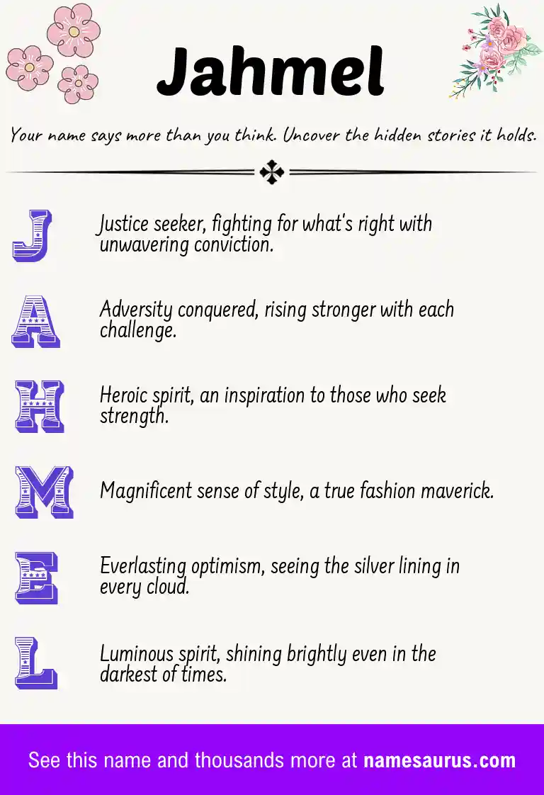 Acrostic poem about Jahmel.