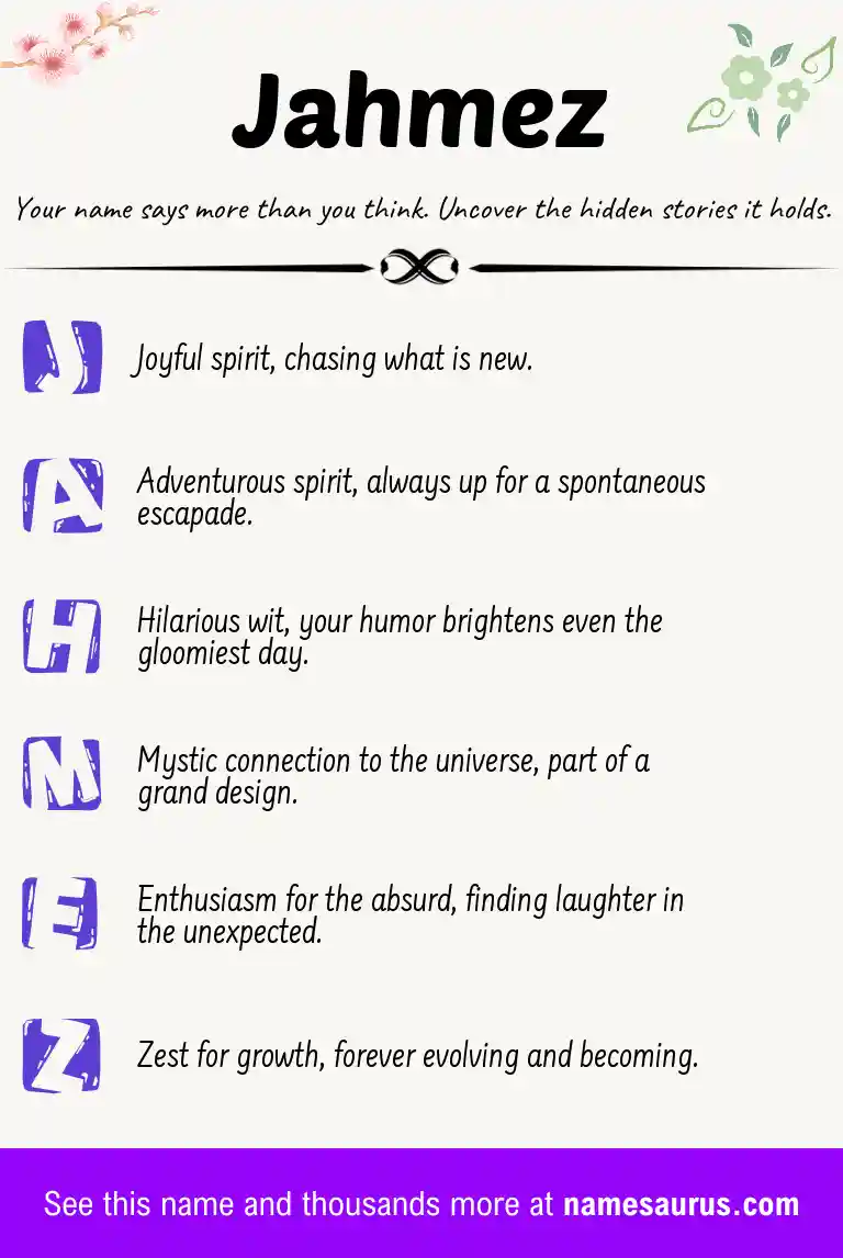 Acrostic poem about Jahmez.
