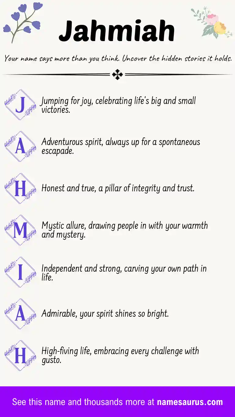 Acrostic poem about Jahmiah.