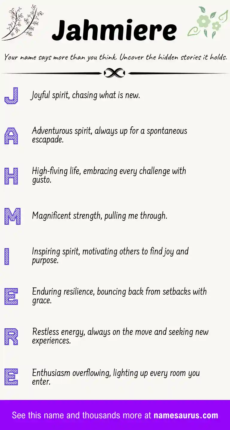 Acrostic poem about Jahmiere.
