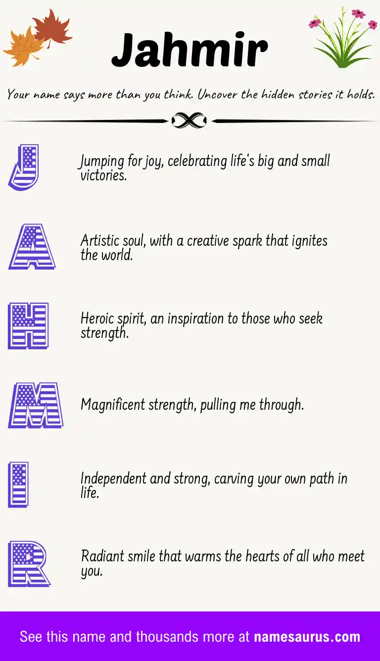 Acrostic poem about Jahmir.