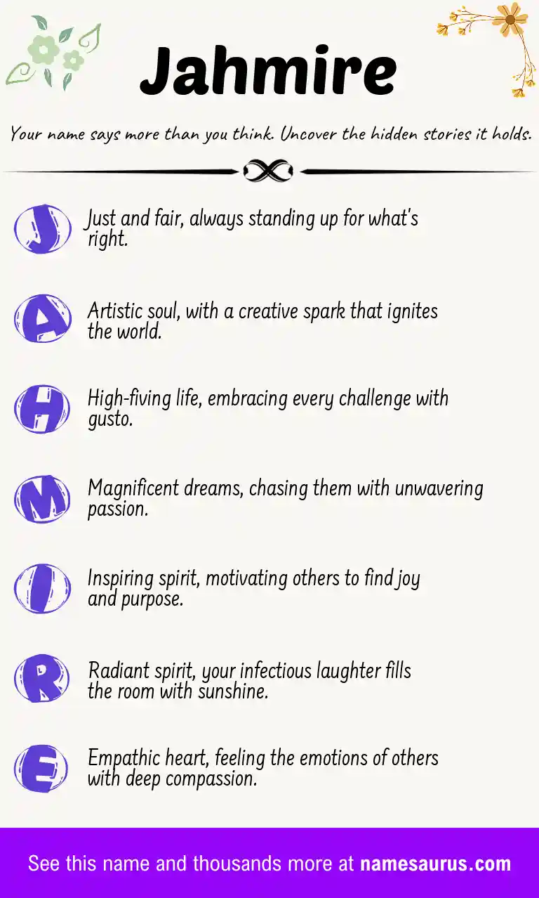 Acrostic poem about Jahmire.