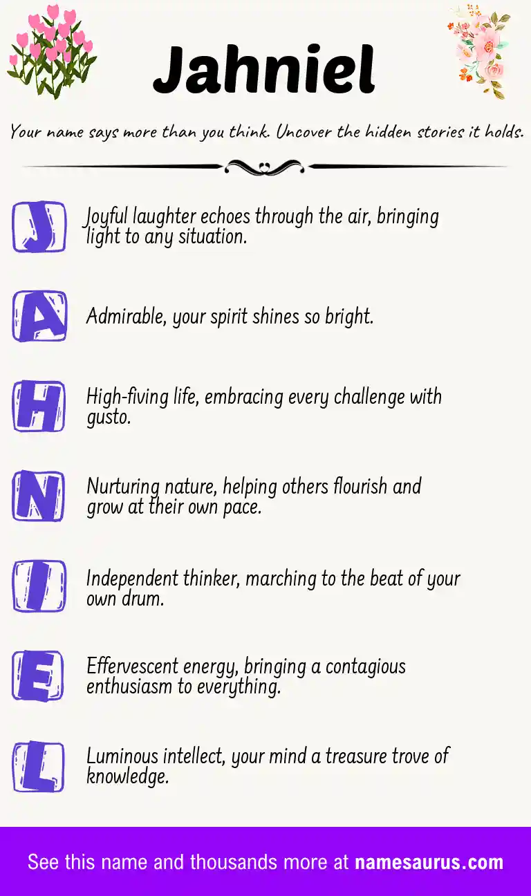 Acrostic poem about Jahniel.