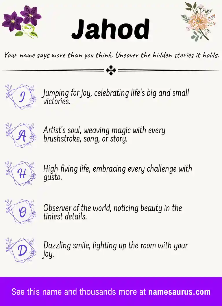 Acrostic poem about Jahod.