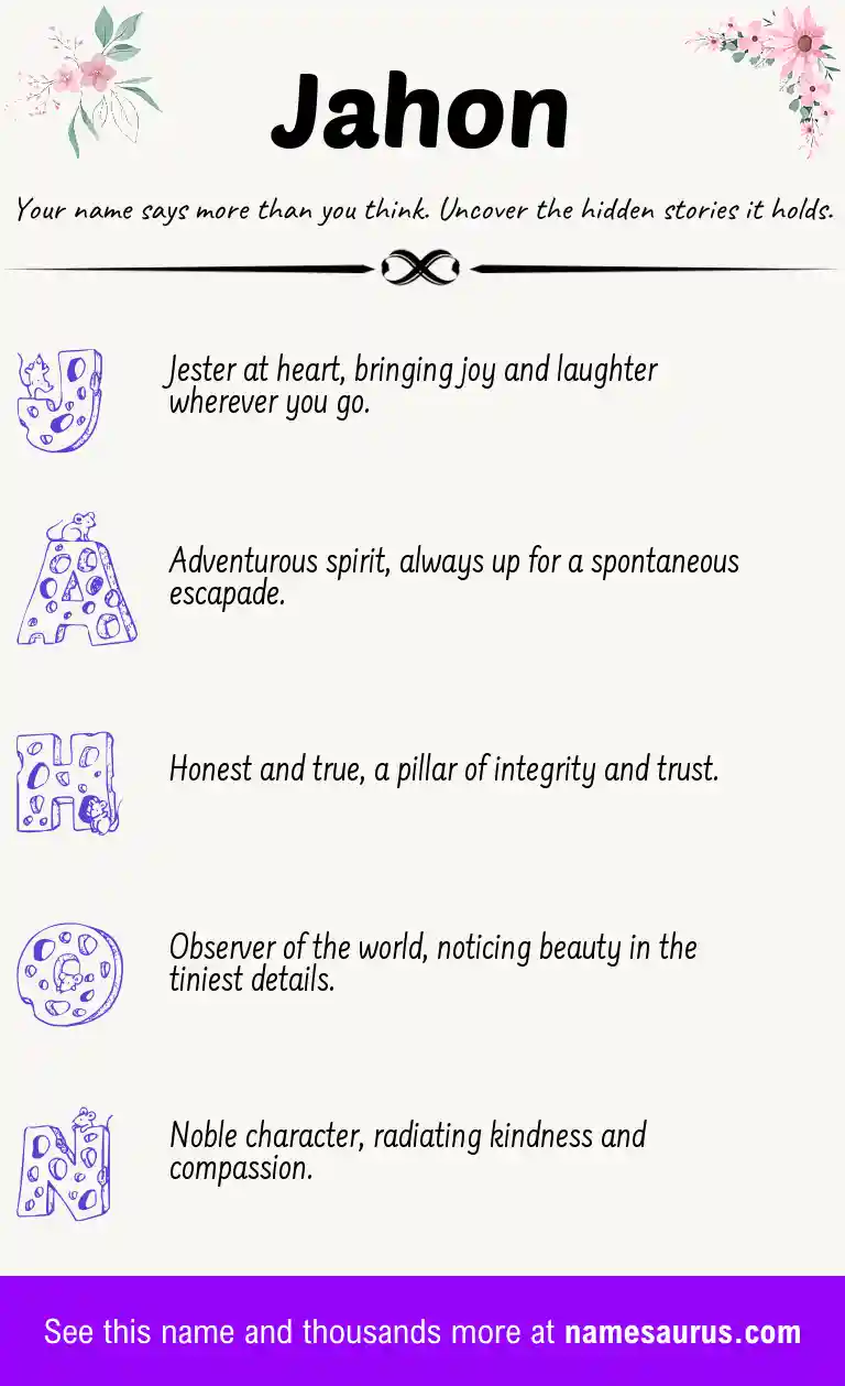 Acrostic poem about Jahon.