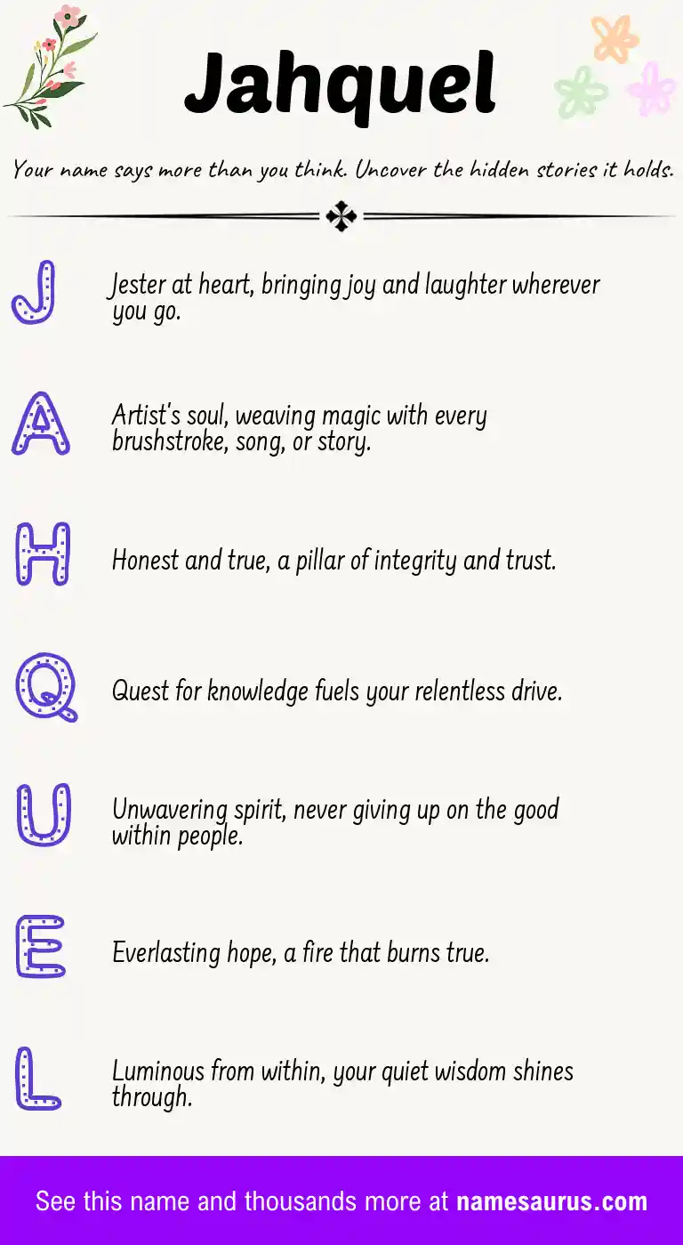 Acrostic poem about Jahquel.