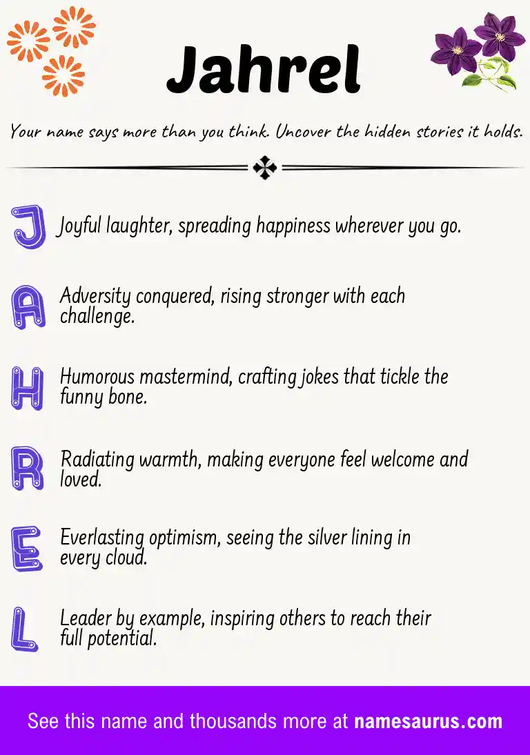 Acrostic poem about Jahrel.