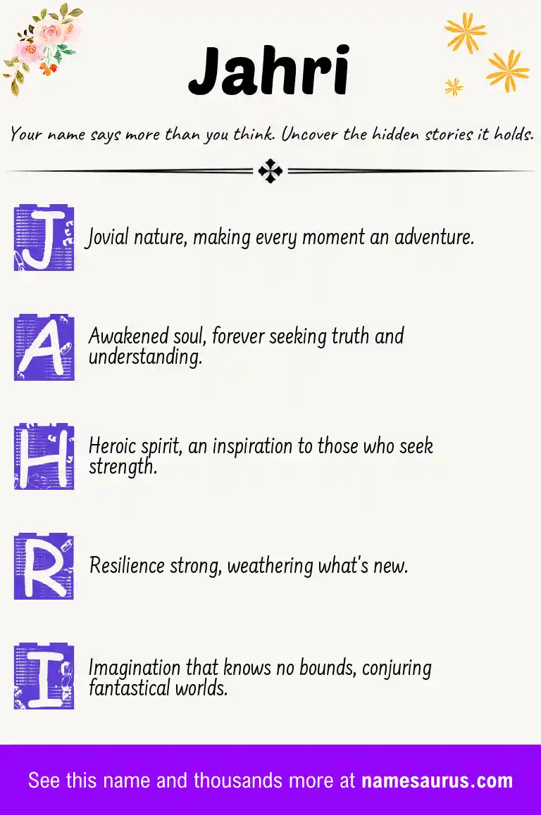 Acrostic poem about Jahri.