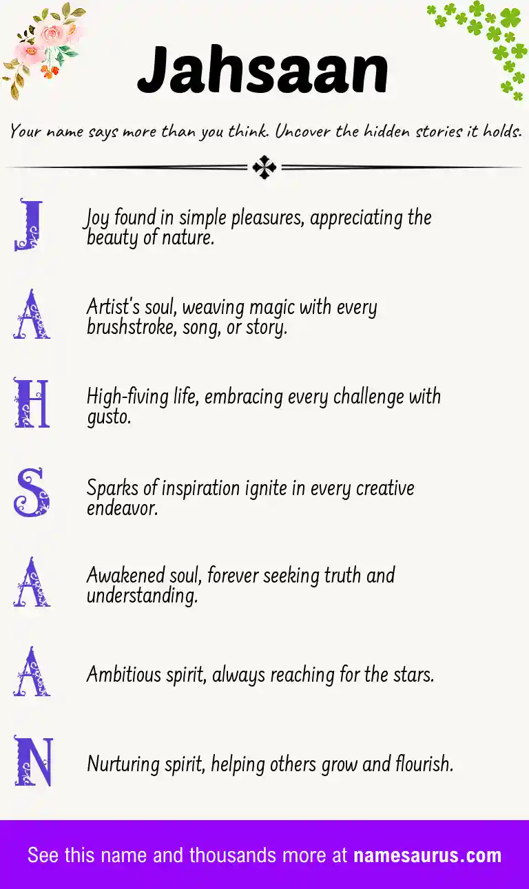 Acrostic poem about Jahsaan.