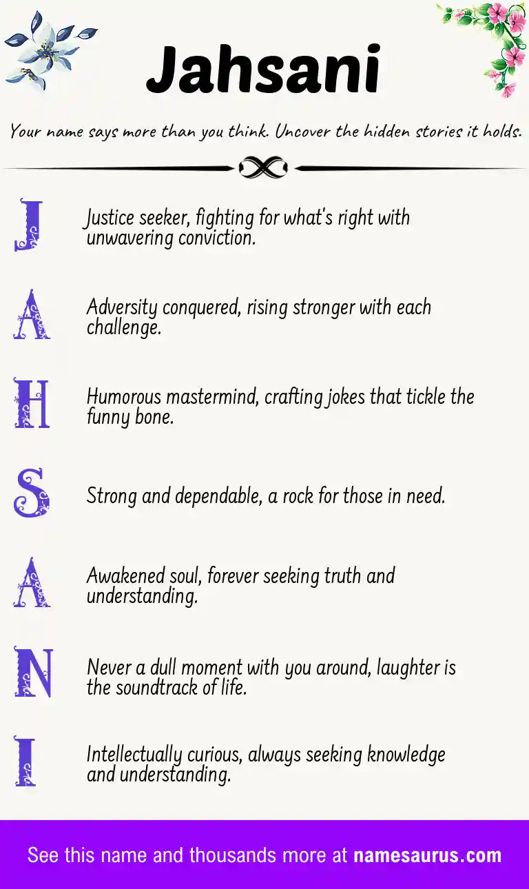 Acrostic poem about Jahsani.