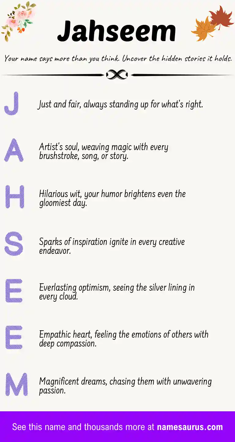 Acrostic poem about Jahseem.