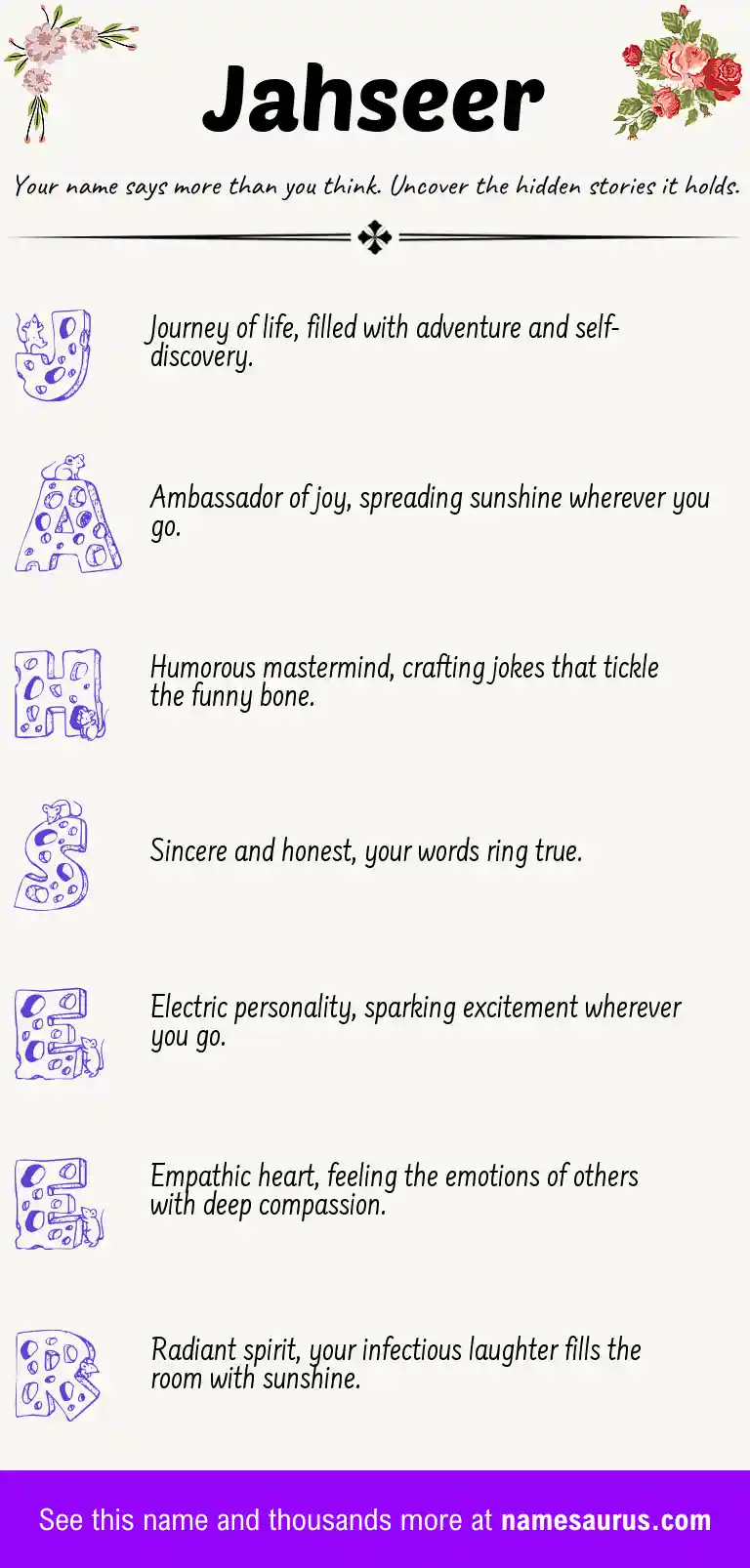 Acrostic poem about Jahseer.