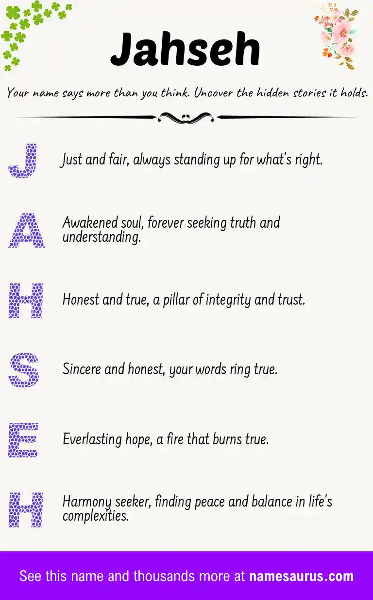 Acrostic poem about Jahseh.