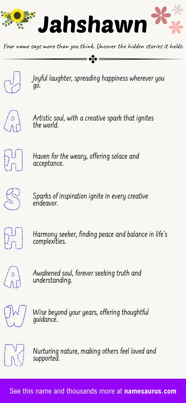 Acrostic poem about Jahshawn.