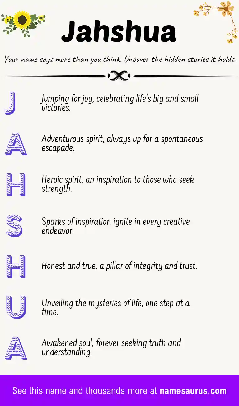 Acrostic poem about Jahshua.