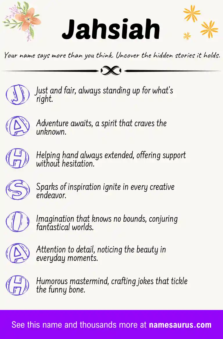Acrostic poem about Jahsiah.
