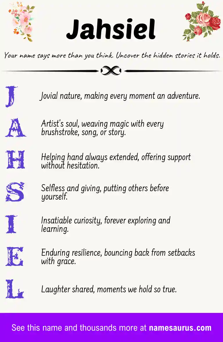 Acrostic poem about Jahsiel.