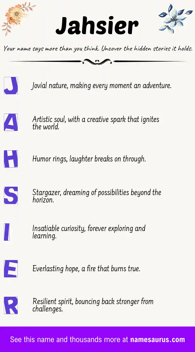 Acrostic poem about Jahsier.