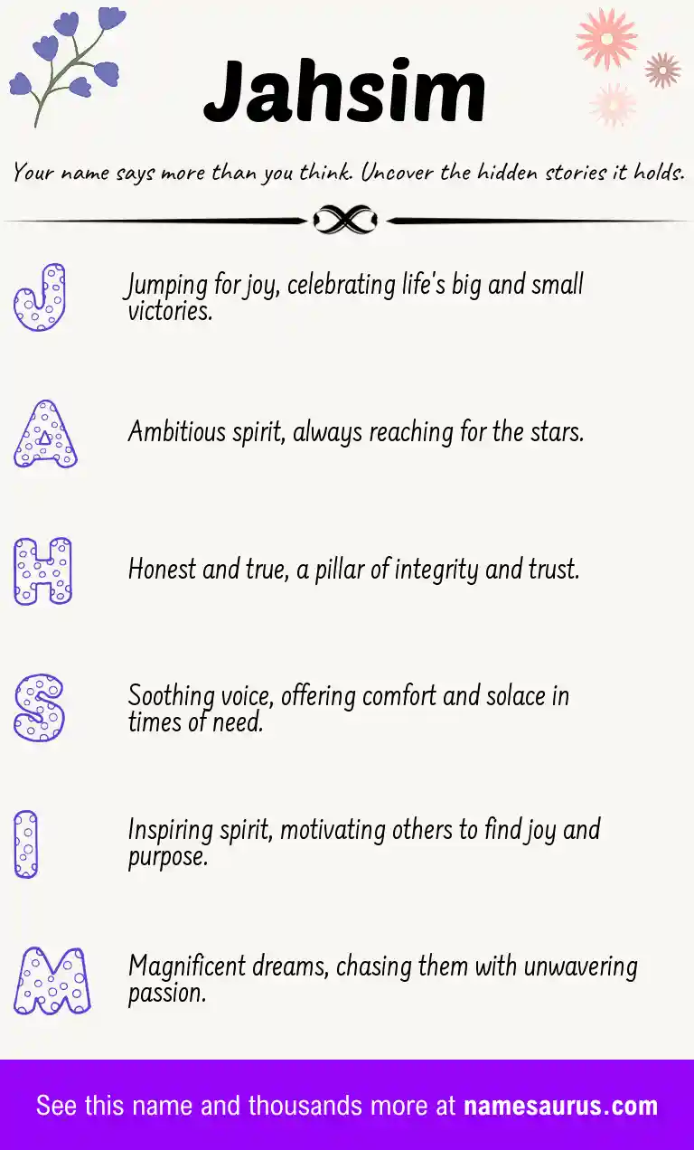 Acrostic poem about Jahsim.
