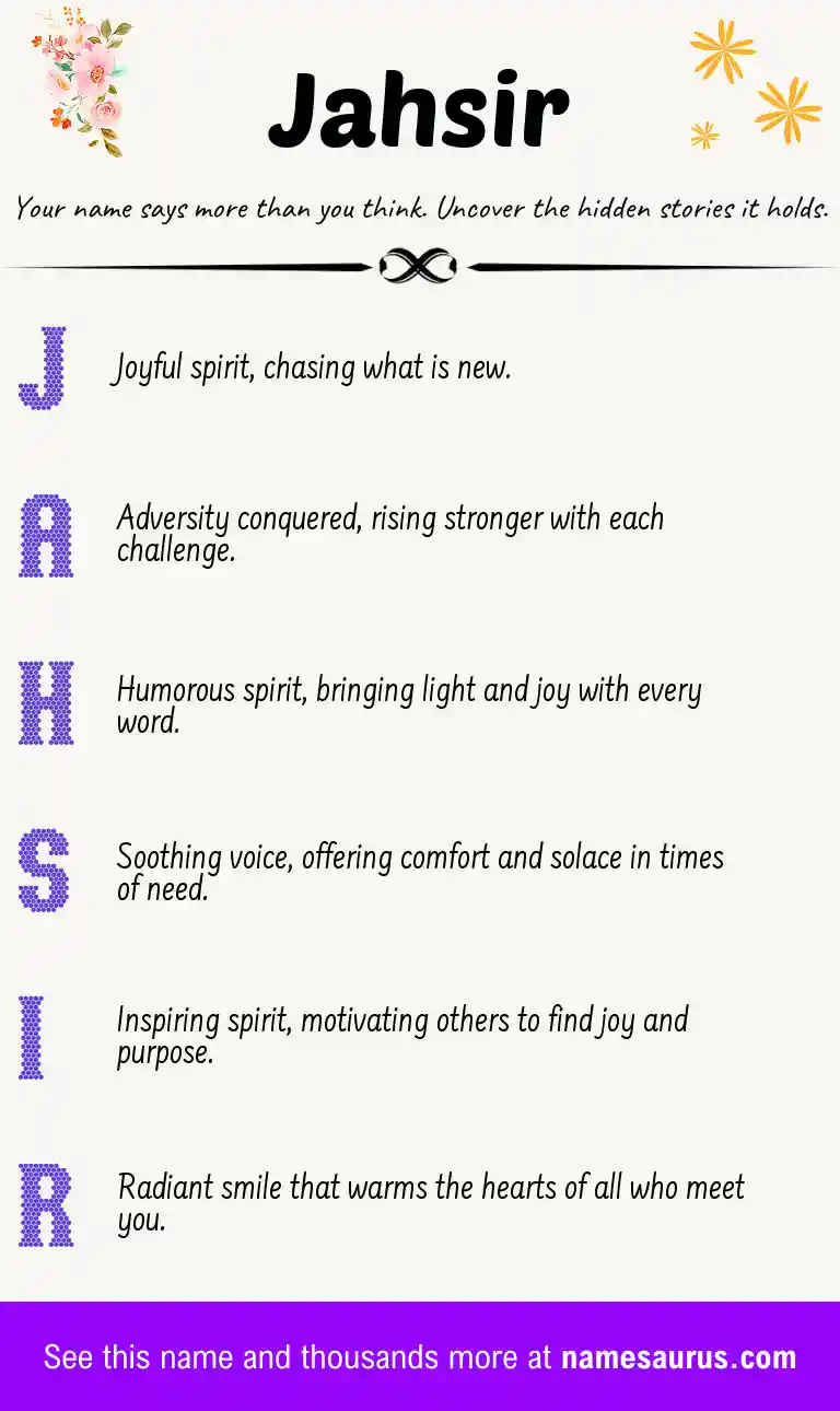 Acrostic poem about Jahsir.