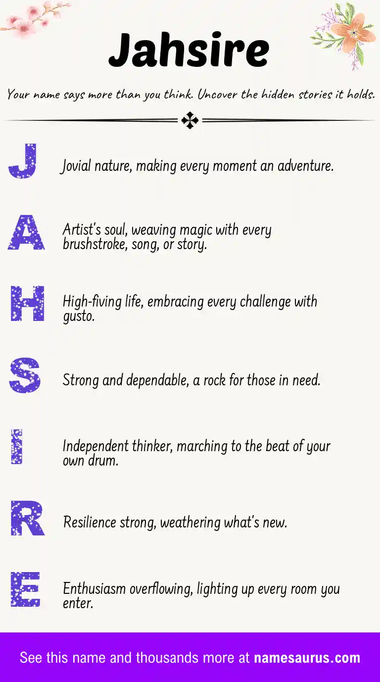 Acrostic poem about Jahsire.