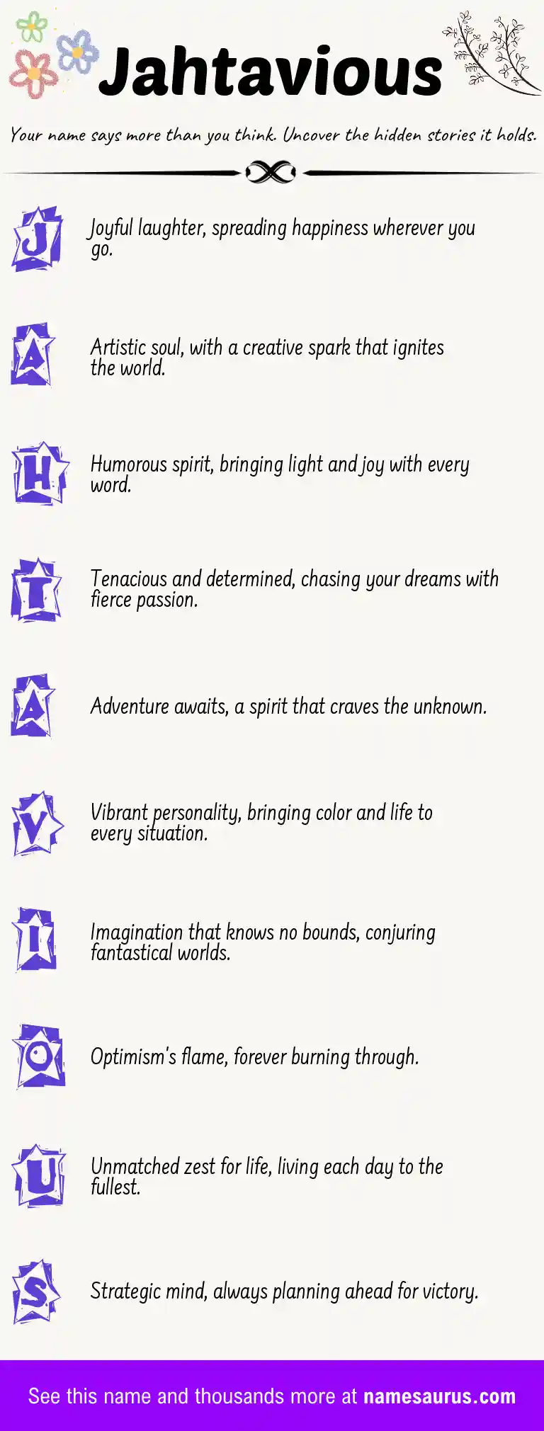 Acrostic poem about Jahtavious.
