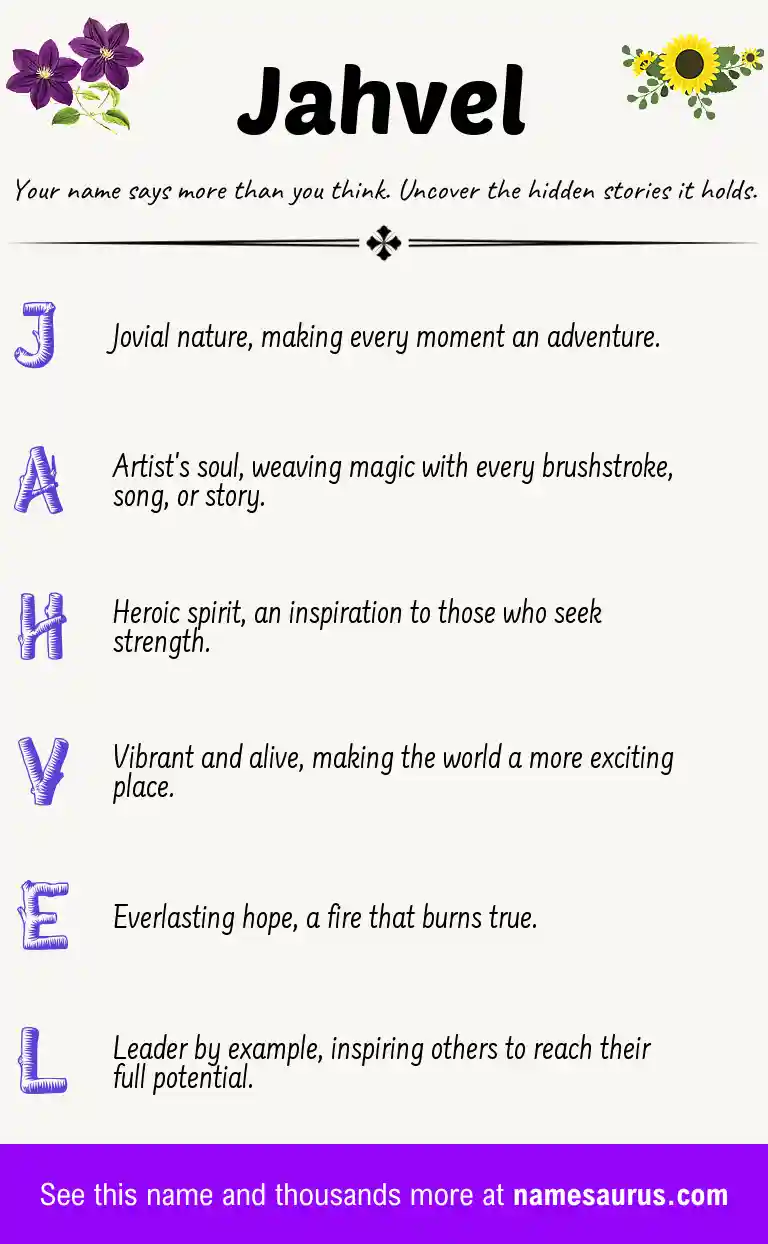 Acrostic poem about Jahvel.