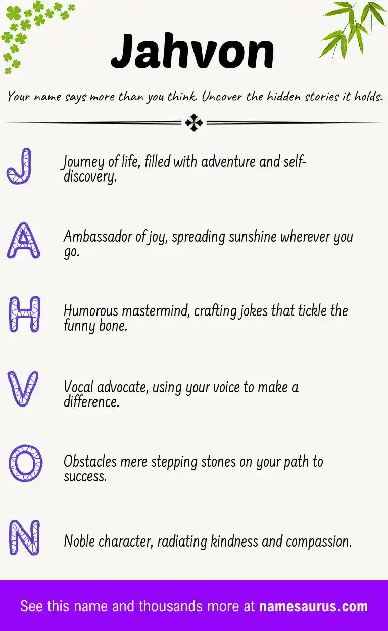 Acrostic poem about Jahvon.