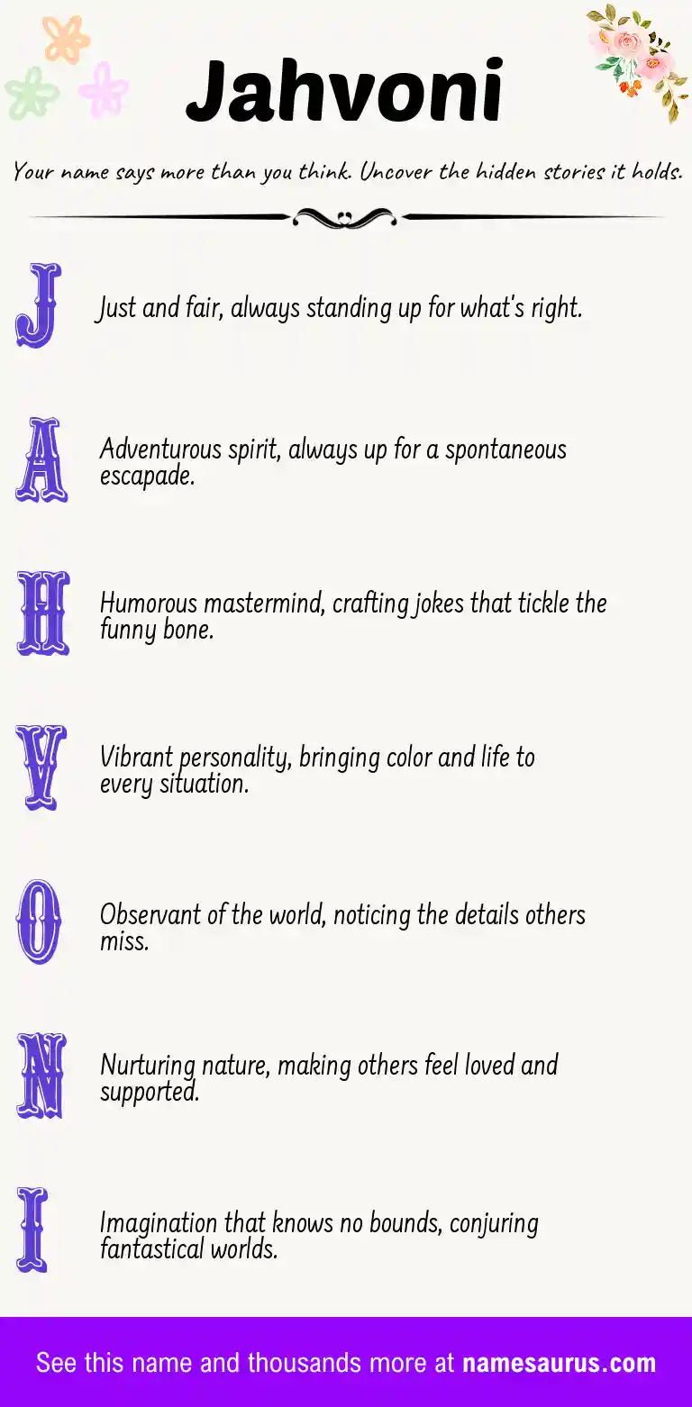 Acrostic poem about Jahvoni.