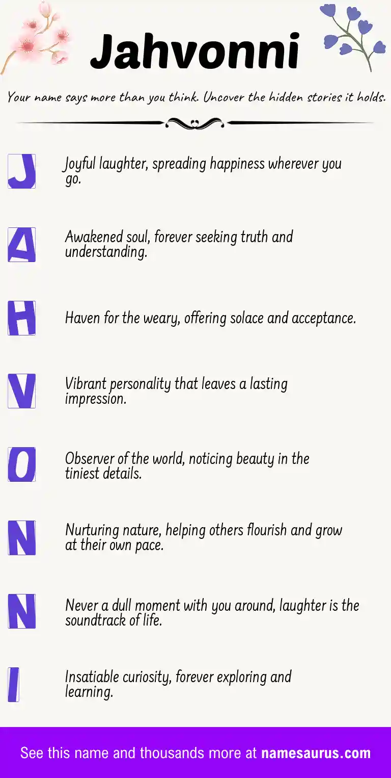 Acrostic poem about Jahvonni.