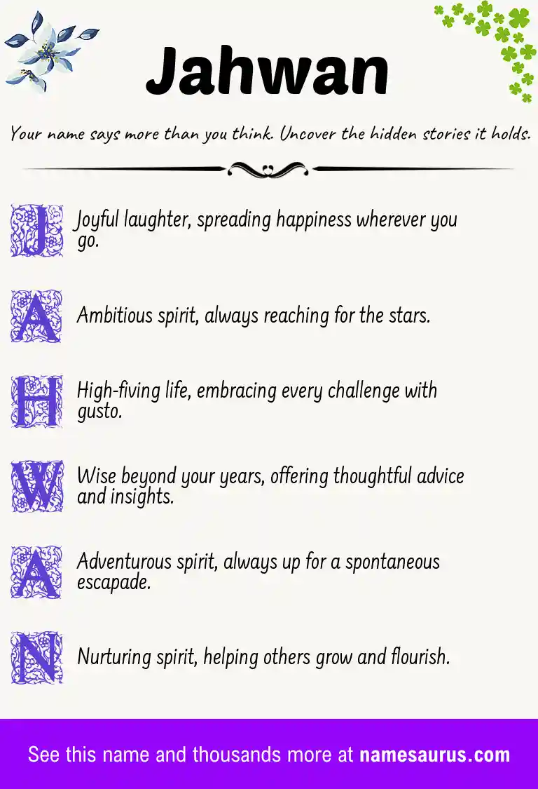 Acrostic poem about Jahwan.