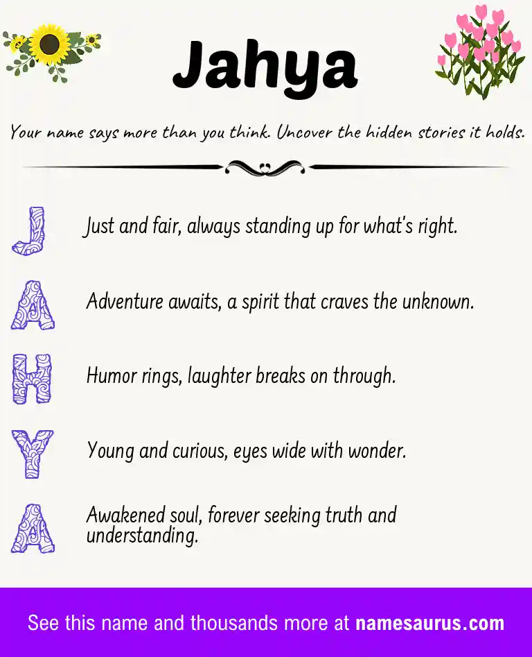 Acrostic poem about Jahya.