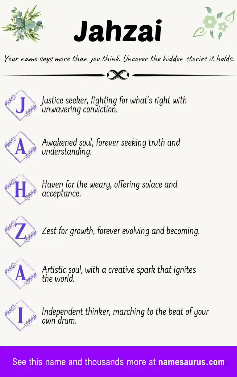 Acrostic poem about Jahzai.