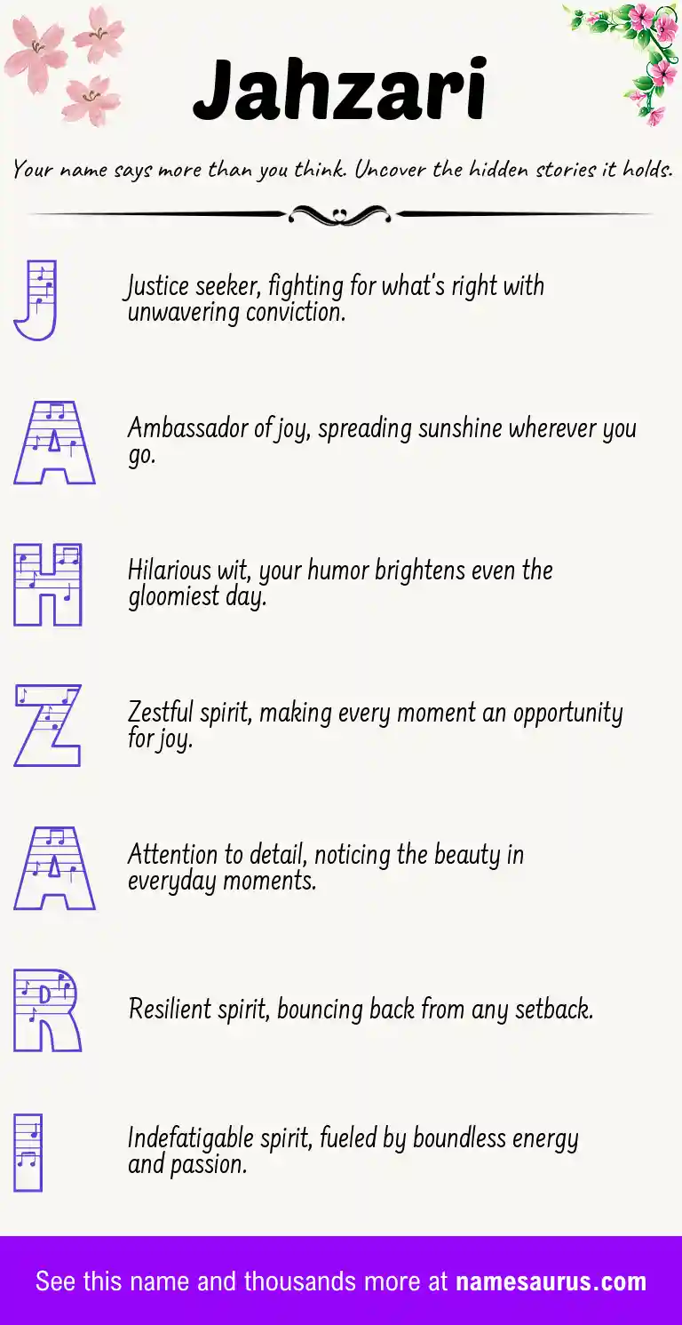 Acrostic poem about Jahzari.