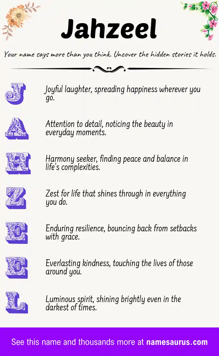 Acrostic poem about Jahzeel.