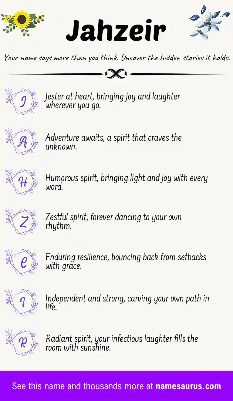 Acrostic poem about Jahzeir.