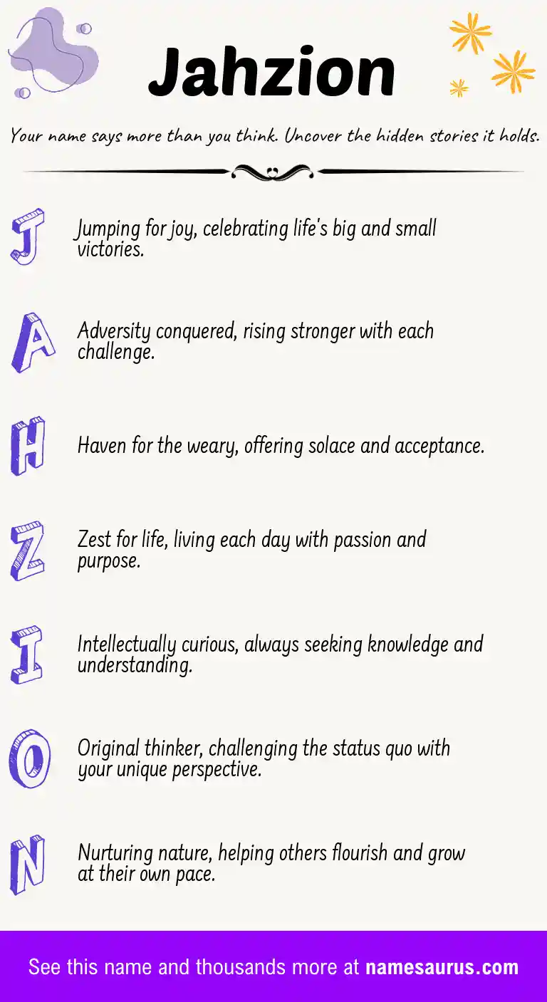 Acrostic poem about Jahzion.