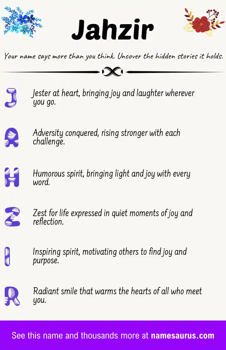 Acrostic poem about Jahzir.