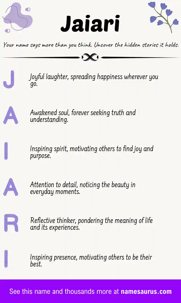 Acrostic poem about Jaiari.