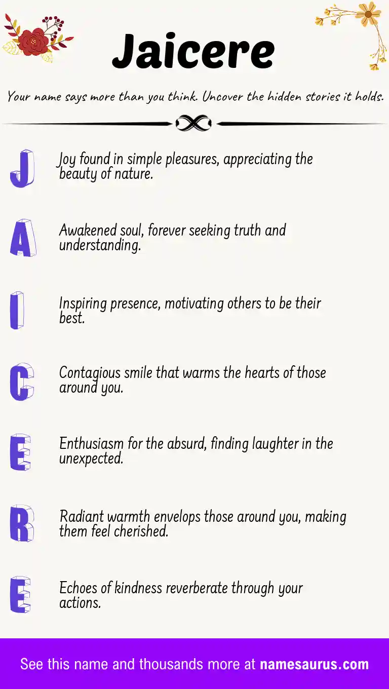 Acrostic poem about Jaicere.