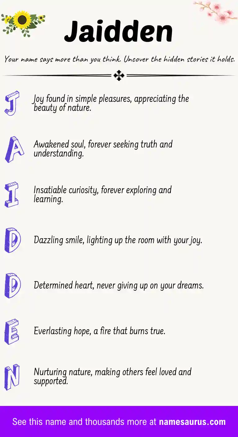 Acrostic poem about Jaidden.