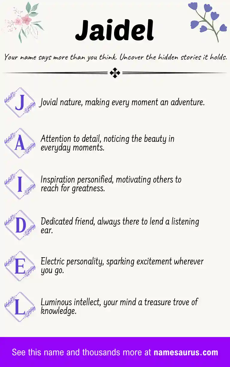 Acrostic poem about Jaidel.